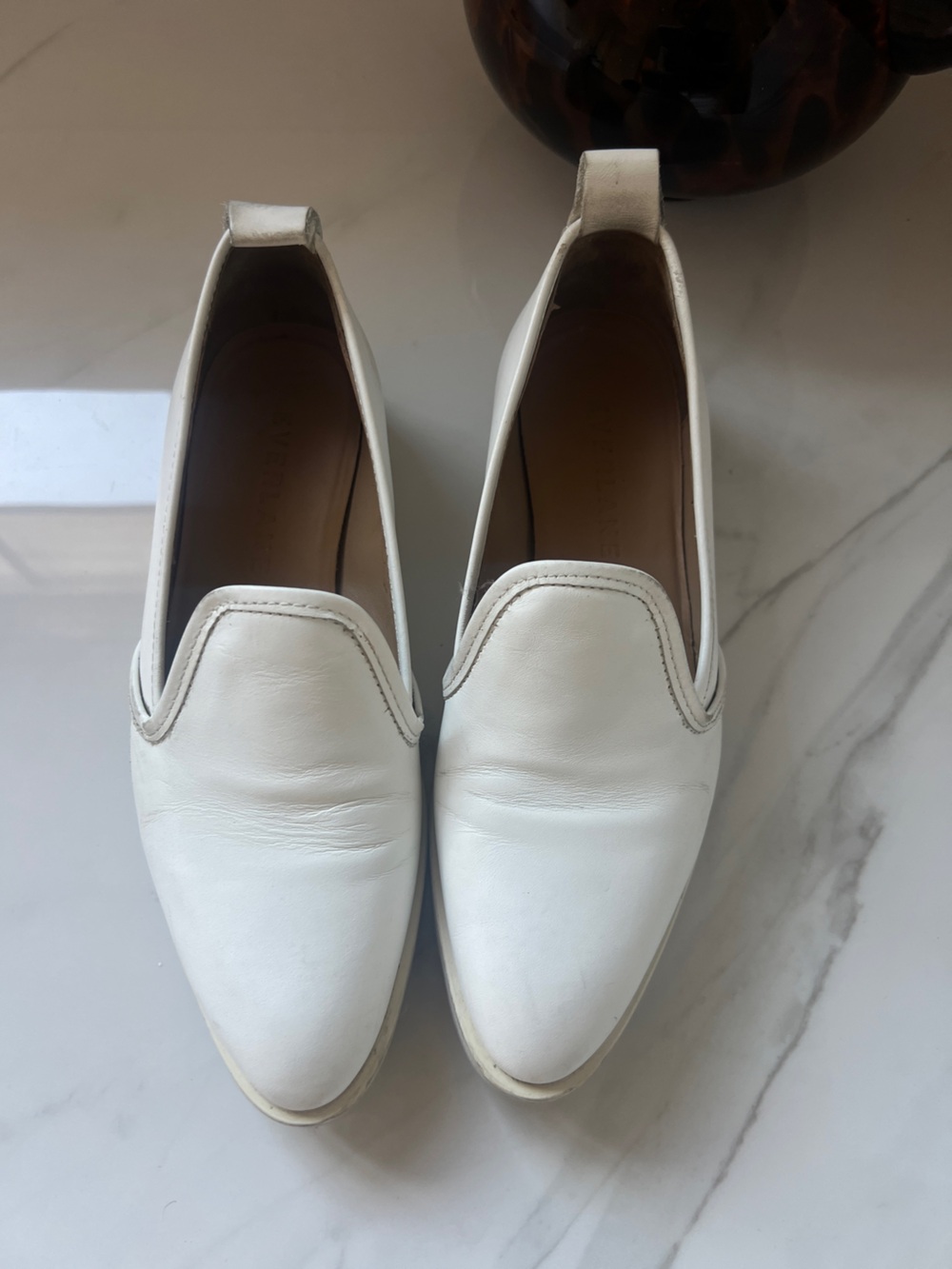 Everlane White Leather Slip-On Loafers